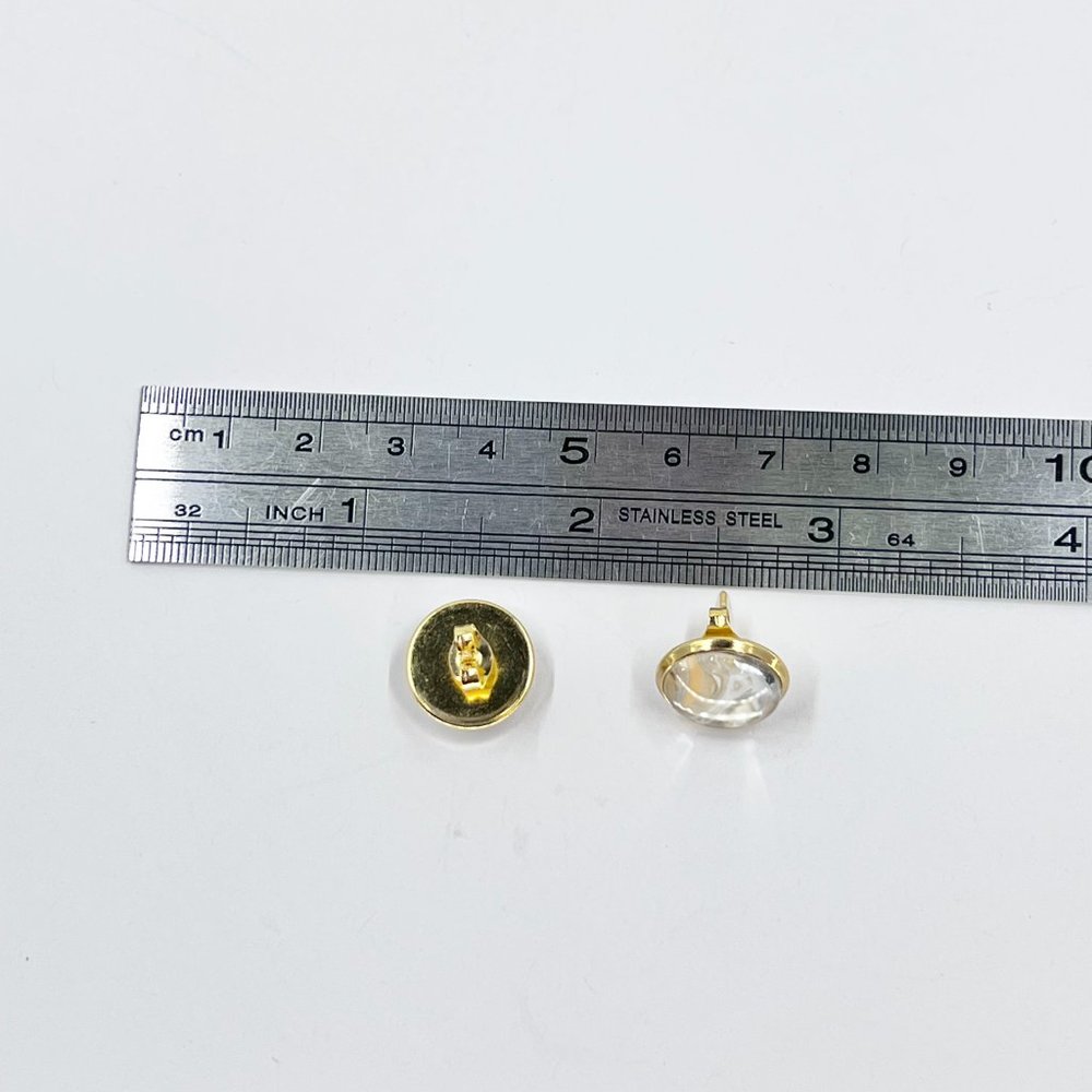 New / Handcrafted - Gold, Cream & Orange Shiny Gold Tone 12mm Stud Earrings - Picture 5 of 7